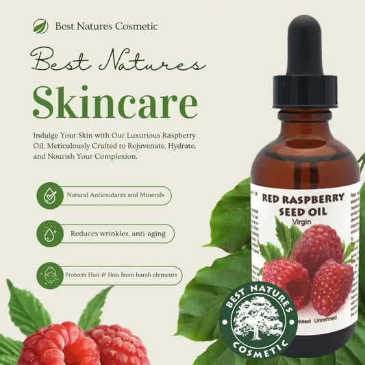 Ekologisk Hallonfröolja 100% Ren – Naturlig olja som minskar rynkor och skyddar huden mot yttre påfrestningar.