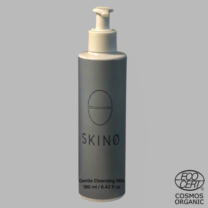 SKINØ Gentle Cleansing Milk 190ml – mjölkaktig ansiktsvård med 
ekologisk aloe vera och jojobaolja, skonsam rengöring för torr 
och känslig hud, COSMOS ORGANIC certifierad vegansk hudvård.